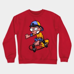 Cool Teenage Boy Skateboarding Crewneck Sweatshirt